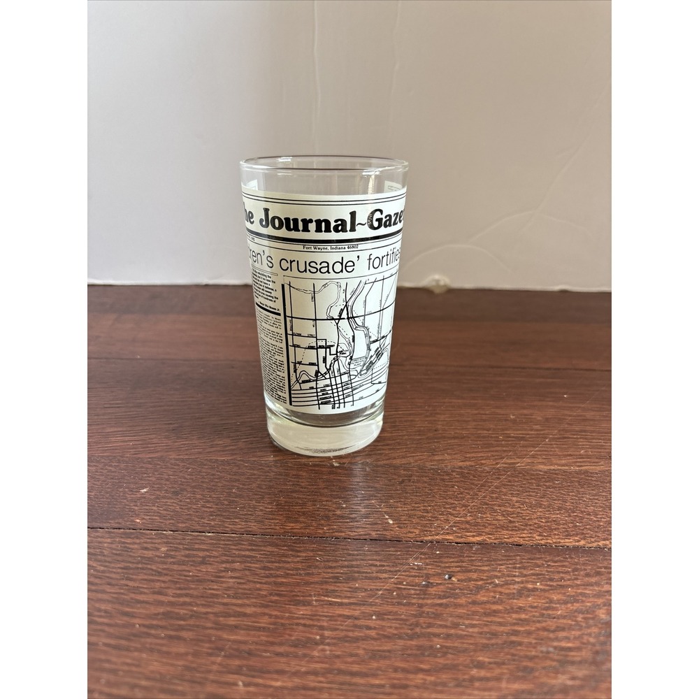 Vintage Libbey  The‎ Journal-Gazette Newspaper Tumbler Fort Wayne Headlines